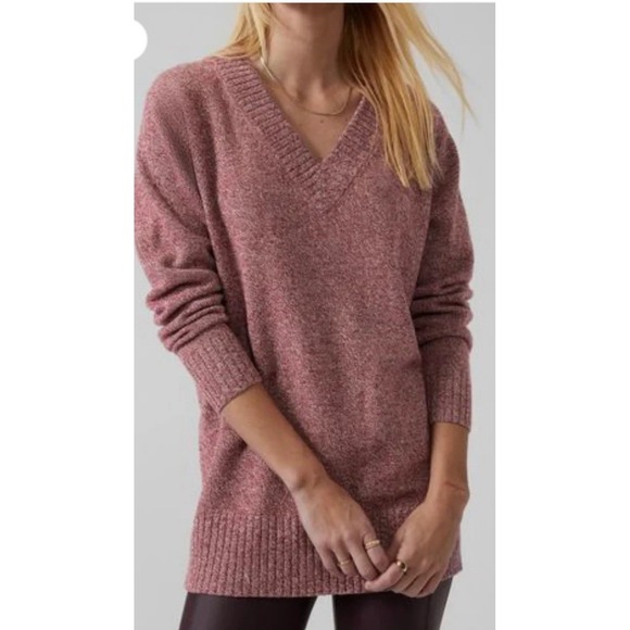 Athleta Vital V-Neck Tunic Sweater Cashmere Wool Blend Medium. Soft Warm‎ Luxury - Picture 1 of 10